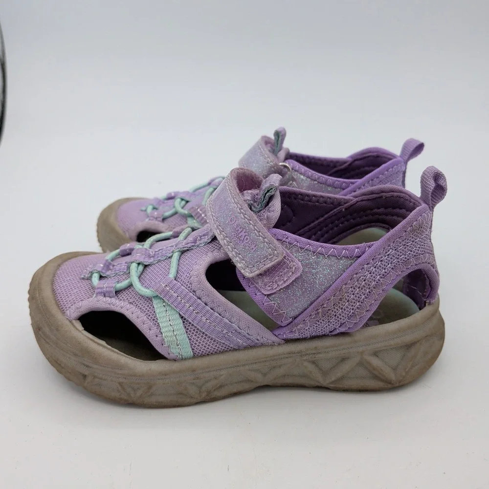 OshKosh Abe Purple Glitter Washable Water Sandals Kids Girls Size 9 ABE/OS24G18H